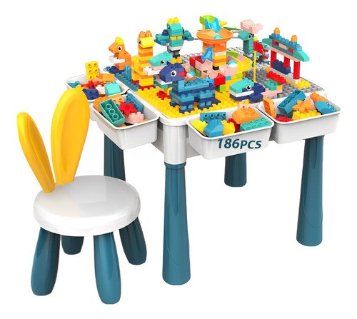 Mesa Didactica Con Juego De Bloques Para Niños Y Silla