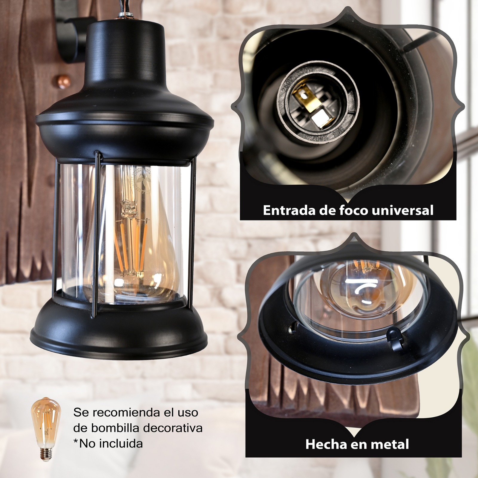 Arbotante 1 luz Rustica