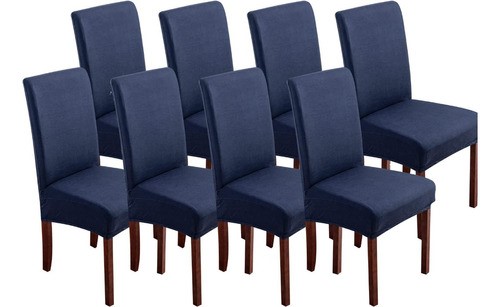 8 Fundas Lisas Elásticas Protectoras Para Silla De Comedor Azul Marino