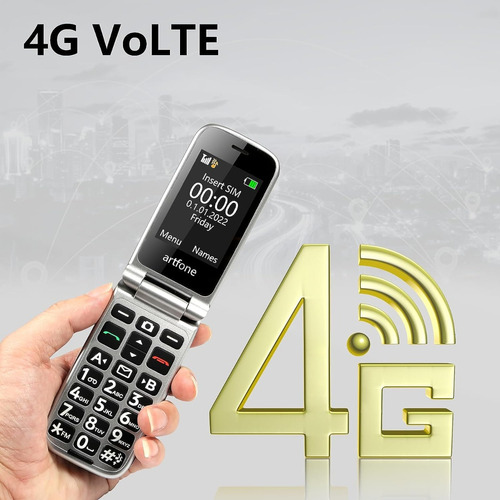Teléfono Plegable Clásico 4g Lte Volte, Sin Contrato, Botones Grandes Y Volumen Alto, Con Sos, Con Bluetooth, Con Linterna,soporte Multimedia