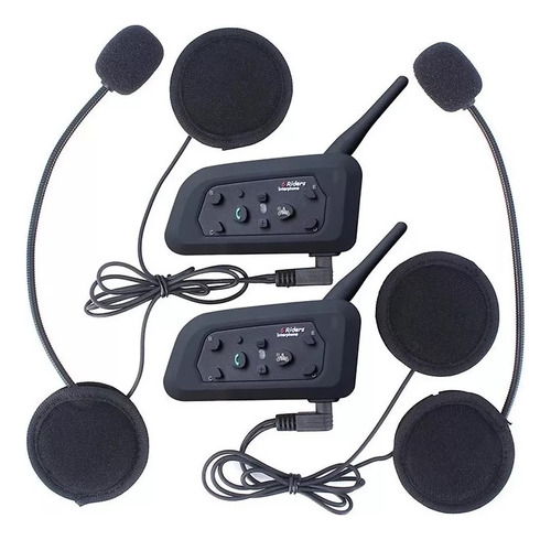 Par de intercomunicadores para cascos de moto Ejeas V6 Pro con Bluetooth Negro