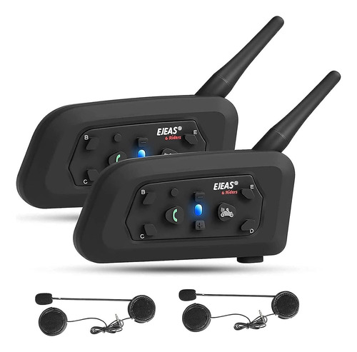 Par de intercomunicadores para cascos de moto Ejeas V6 Pro con Bluetooth Negro
