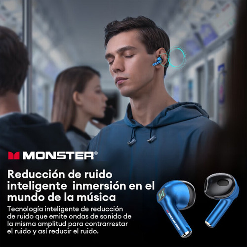 Audífonos Monster Airmars Xkt10 Con Bluetooth 5.2, Azul