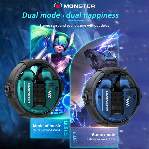 Audífonos Monster Airmars Xkt10 Con Bluetooth 5.2, Azul