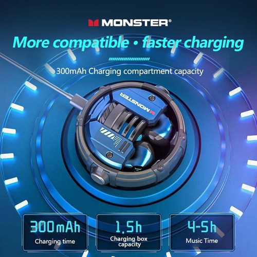 Audífonos Monster Airmars Xkt10 Con Bluetooth 5.2, Azul