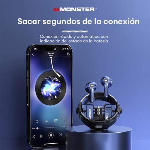 Audífonos Monster Airmars Xkt10 Con Bluetooth 5.2, Azul