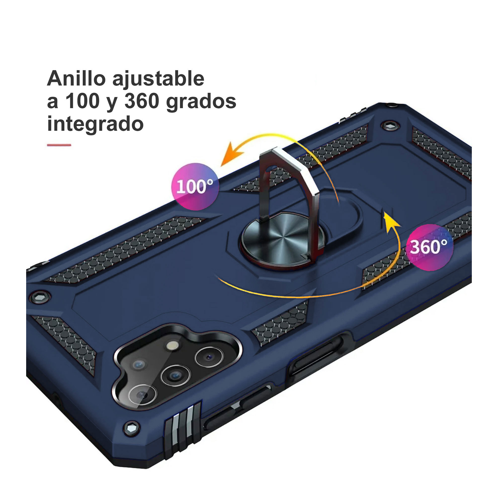 Funda Con Anillo Soporte Uso Rudo Para Moto G24 Power Azul