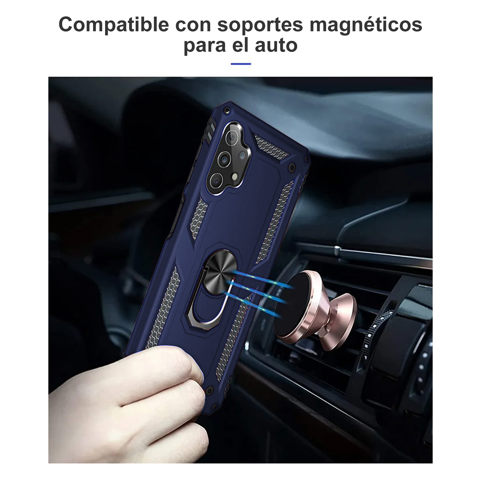 Funda Con Anillo Soporte Uso Rudo Para Moto G24 Power Azul