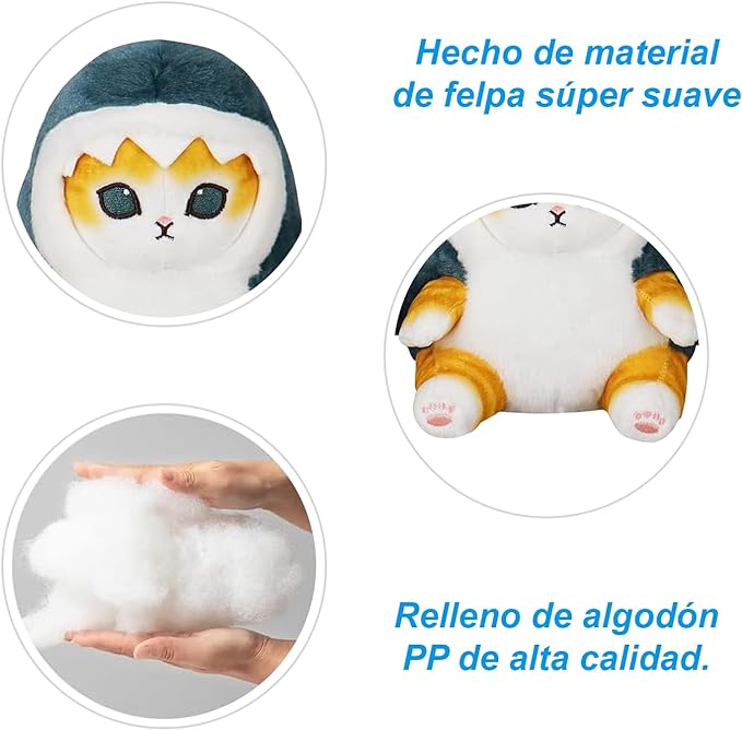MOONPAI Juguete de Peluche (13cm-Gato tiburón)