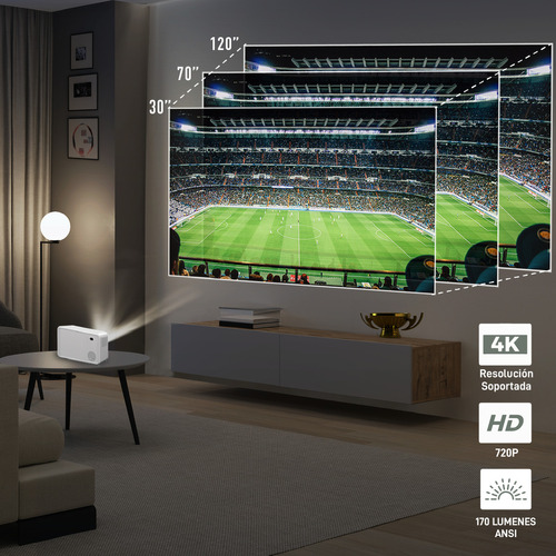 Proyector Mini Portátil Chowa 4k Hd Android 9.0 Wifi 170lm Ansi Zoom Digital