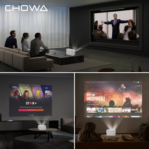 Proyector Mini Portátil Chowa 4k Hd Android 9.0 Wifi 170lm Ansi Zoom Digital
