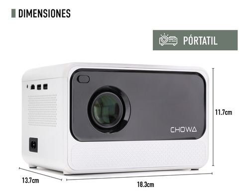Proyector Mini Portátil Chowa 4k Hd Android 9.0 Wifi 170lm Ansi Zoom Digital