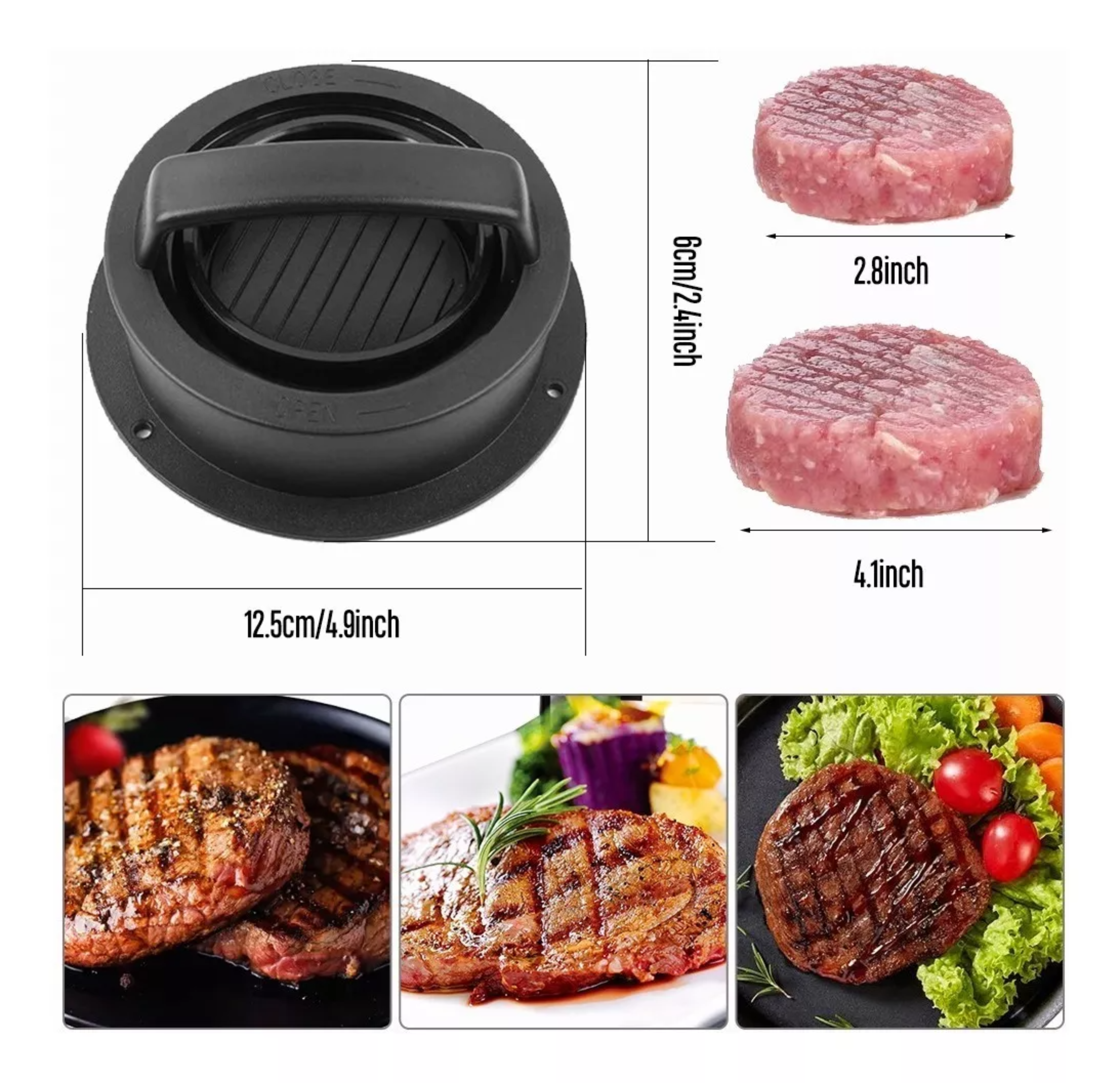 Prensas Para Hamburguesas Moldes Antiadherentes Manual Carne