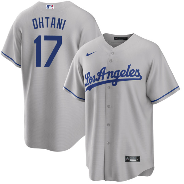 Maravilloso! Jersey Beisbol Los Angeles Dodgers BORDADO Gris Ohtani 17 Talla M