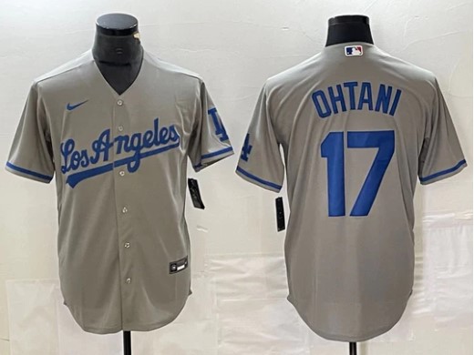 Maravilloso! Jersey Beisbol Los Angeles Dodgers BORDADO Gris Ohtani 17 Talla M