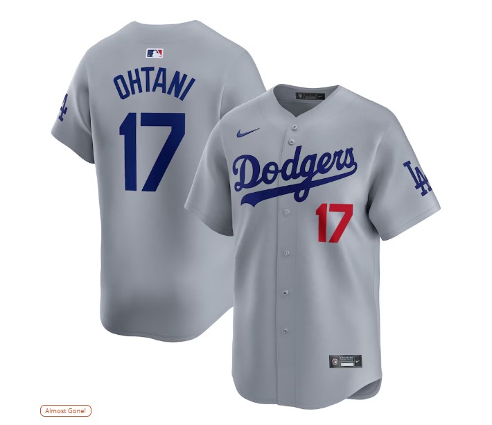 Maravilloso! Jersey Beisbol Dodgers Los Angeles BORDADO Gris Ohtani 17 Talla L