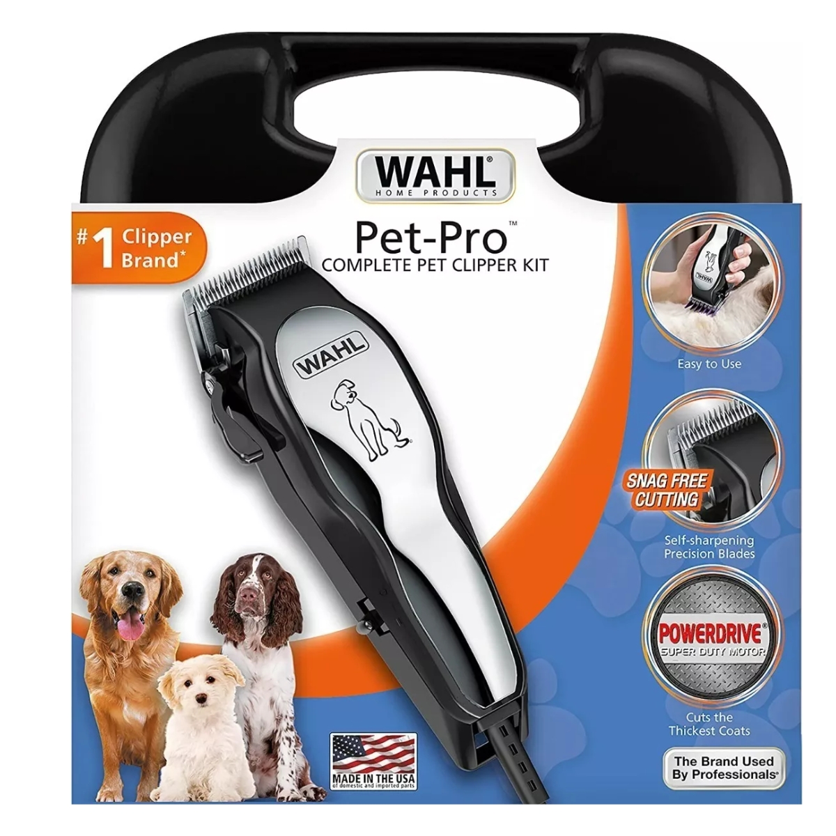 Máquina para Cortar Pelo de Mascotas Wahl 9281-210 Peto-Pro Kit Completo 12 Piezas