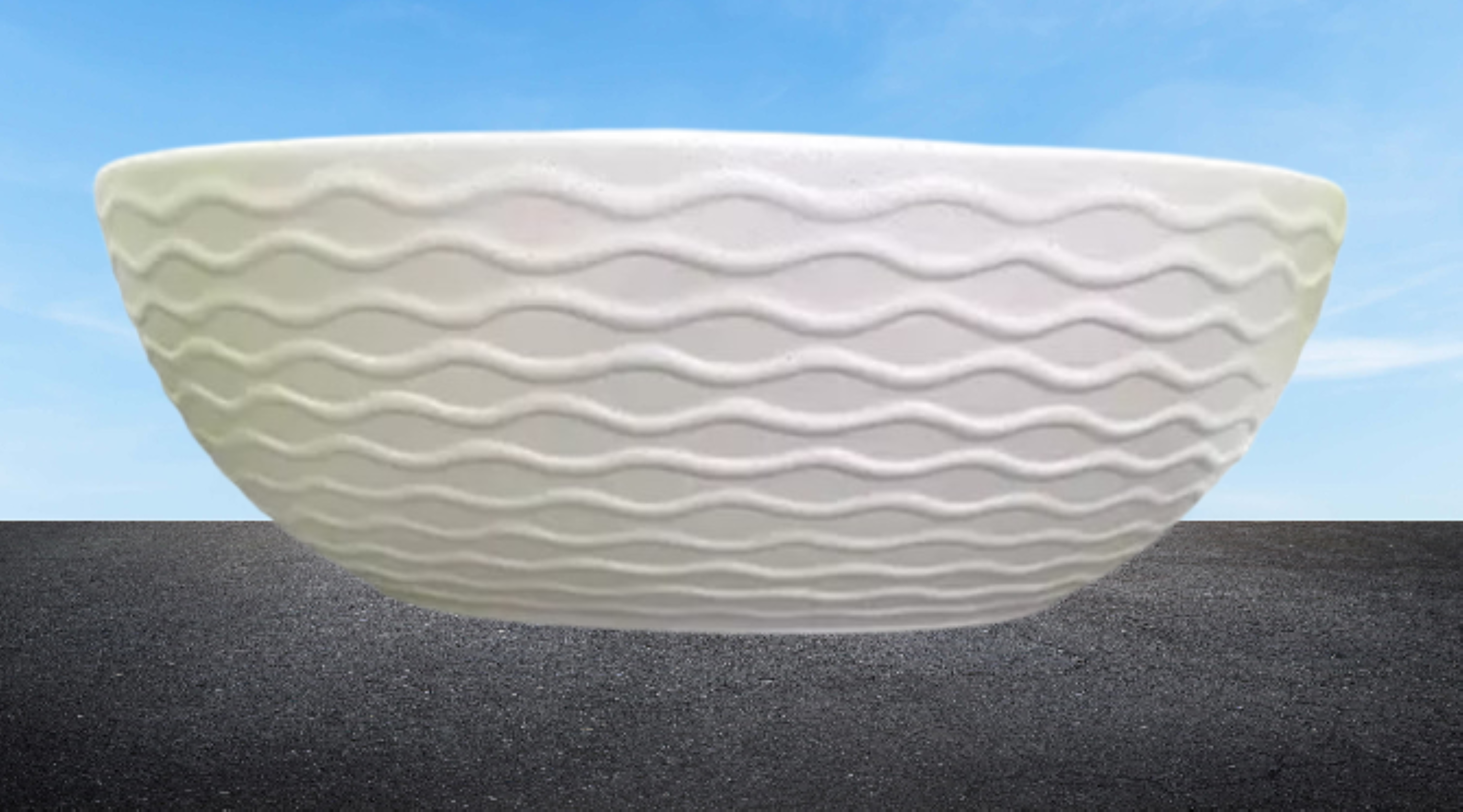 Lavabo Cerámico para Baño KAU, forma redonda color en el exterior blanco mate con textura en alto relieve y acabado rústico, esmalte verde en el interior. De sobreponer con diseño europeo ideal para todo tipo de baños. Dimensiones 400x400x135 mm
