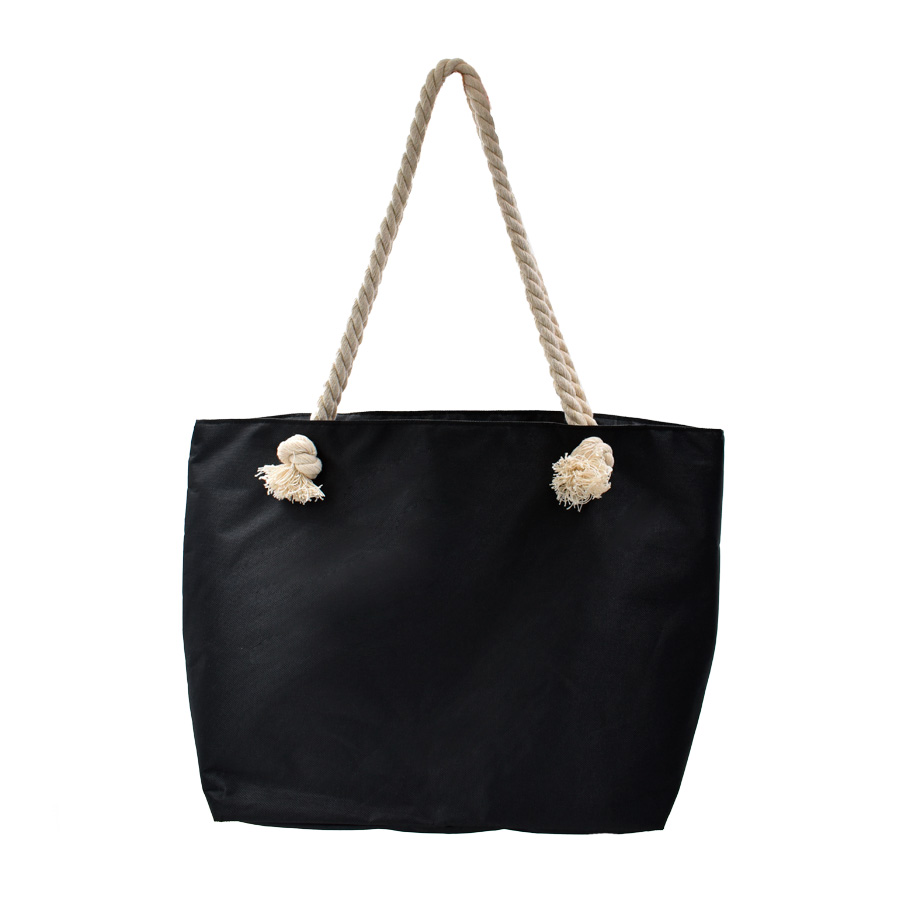 Bolsa de Playa con Diseño Chic: Frente Beige/Azul y Espalda Negra