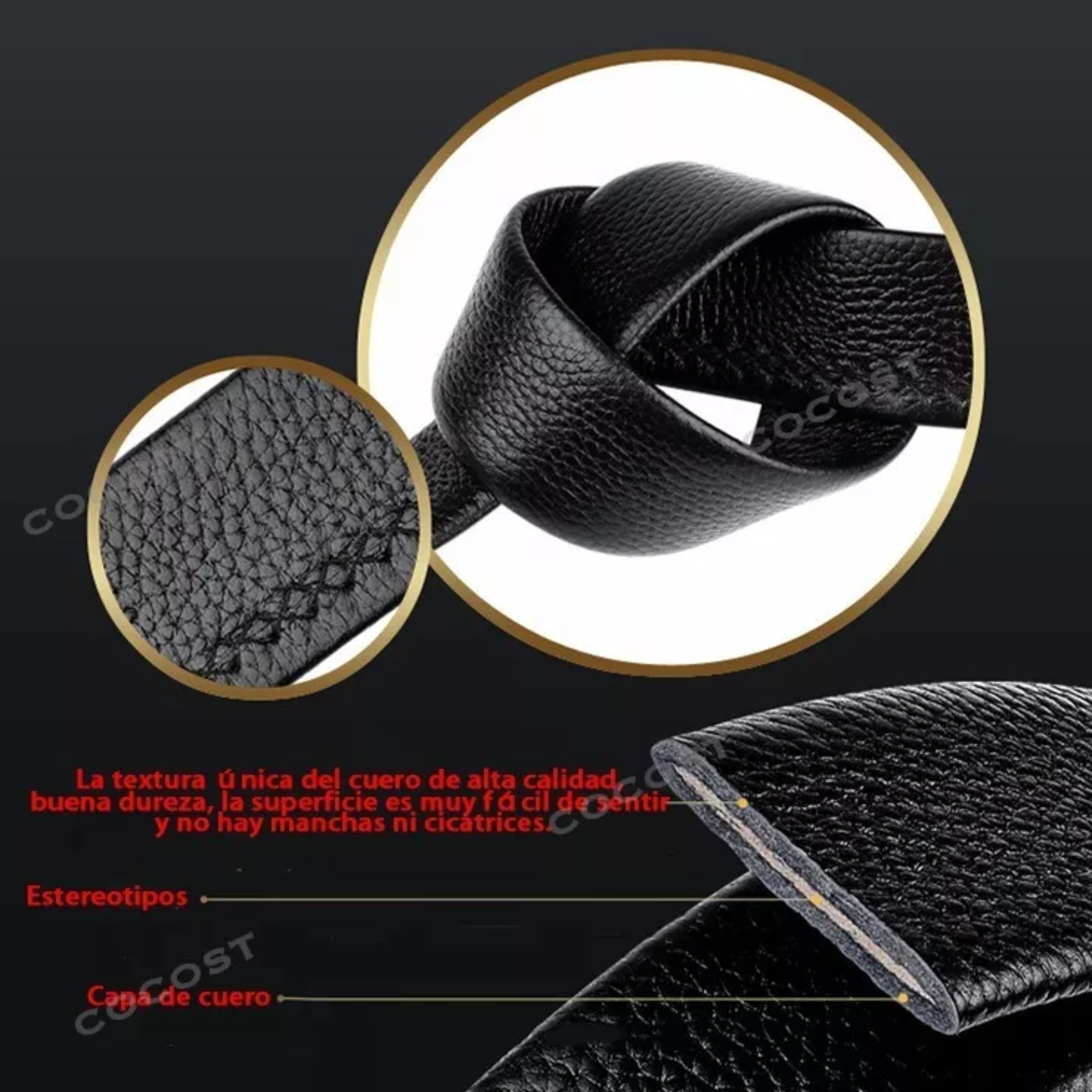 Cinto Negro De Elegante Cuero Hombre, Hebilla Automática