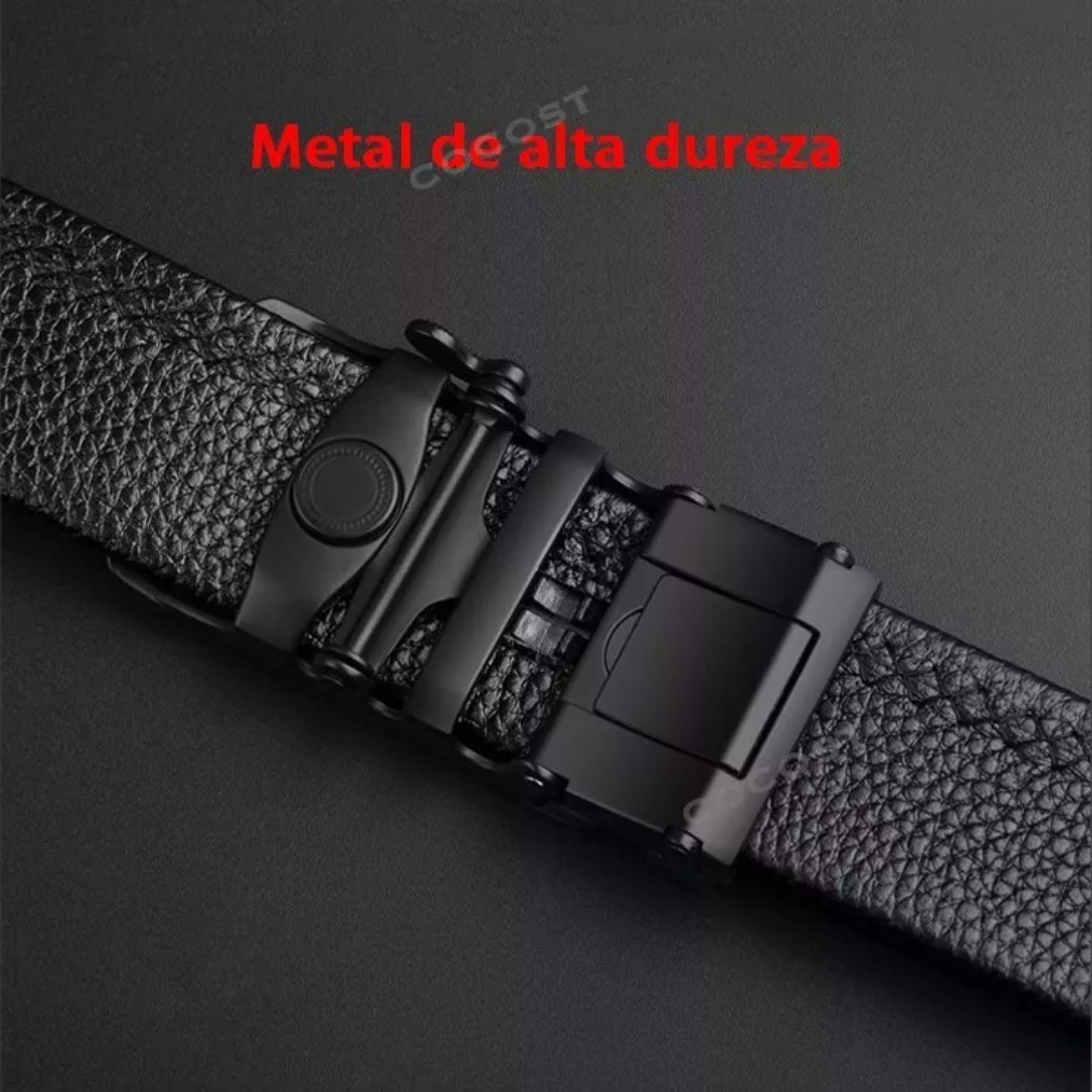 Cinto Negro De Elegante Cuero Hombre, Hebilla Automática