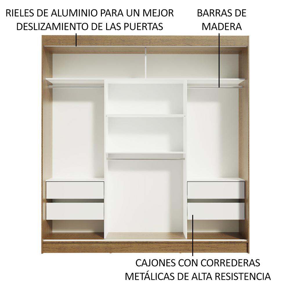 Ropero Closet Madesa 3 Puertas 1 Espejo MN 02