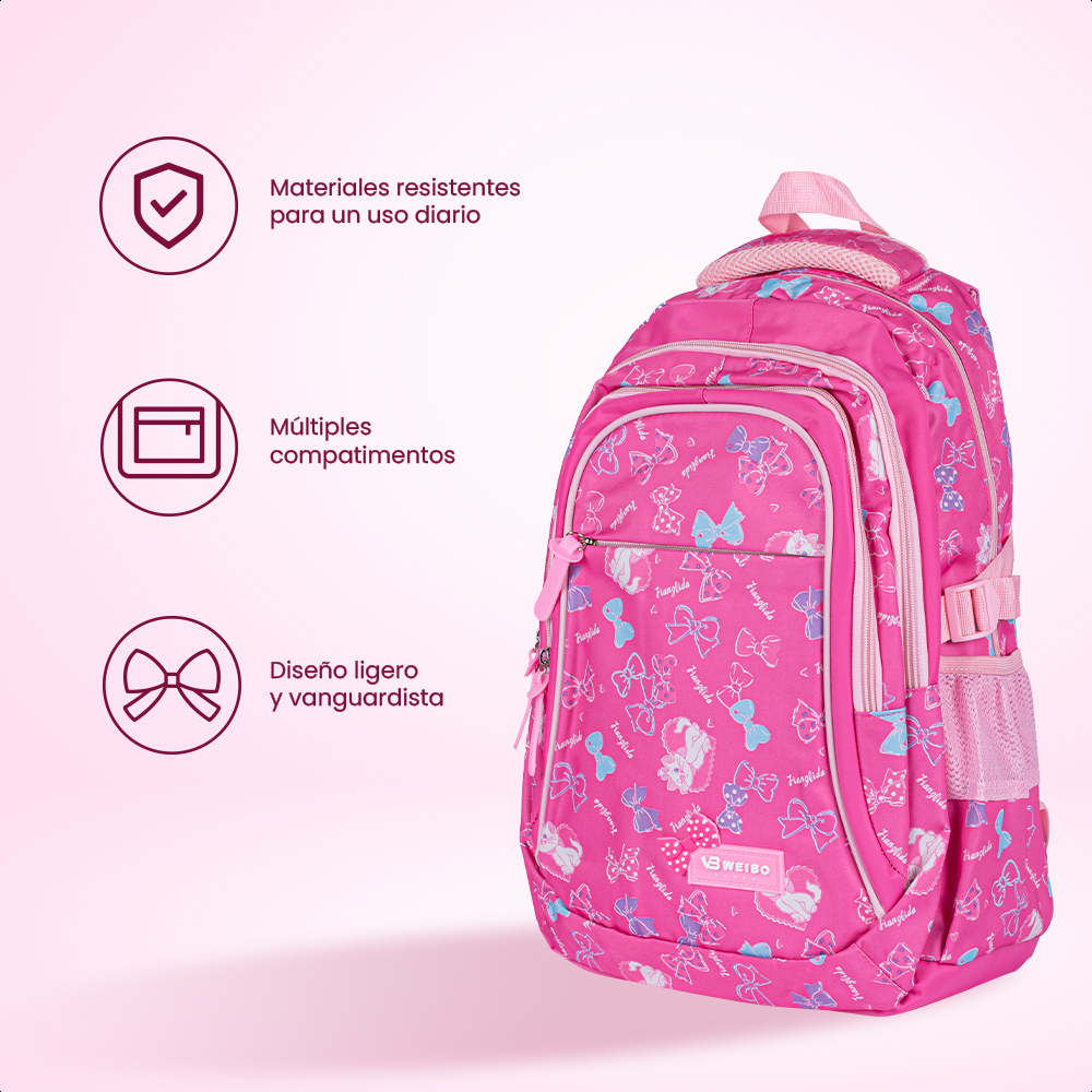 Kit Escolar Mochila Lonchera Lapicera Aristogatos Rosa