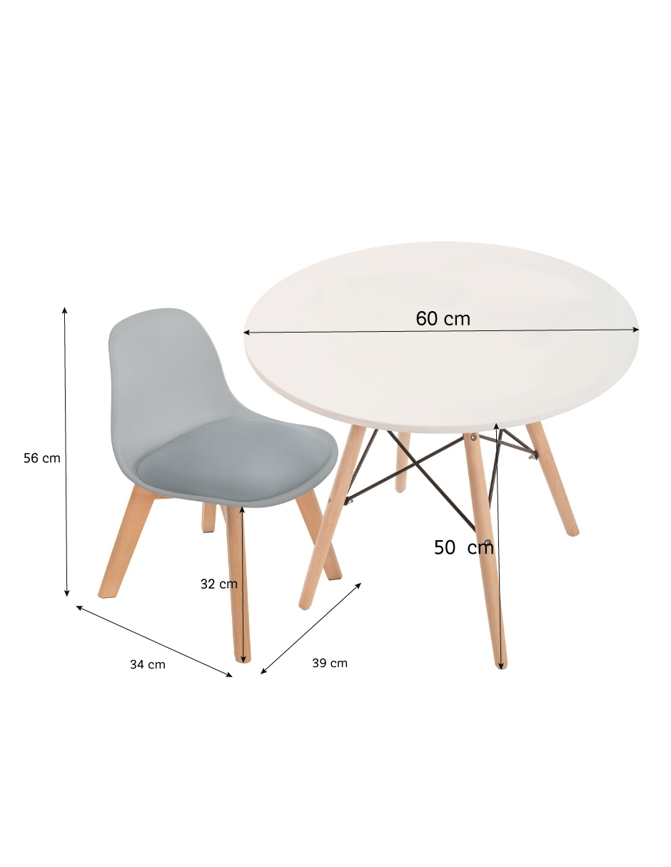 Comedor Moderno para Niña – 1 Silla Infantil y Mesa Eames Infantil – Duduk