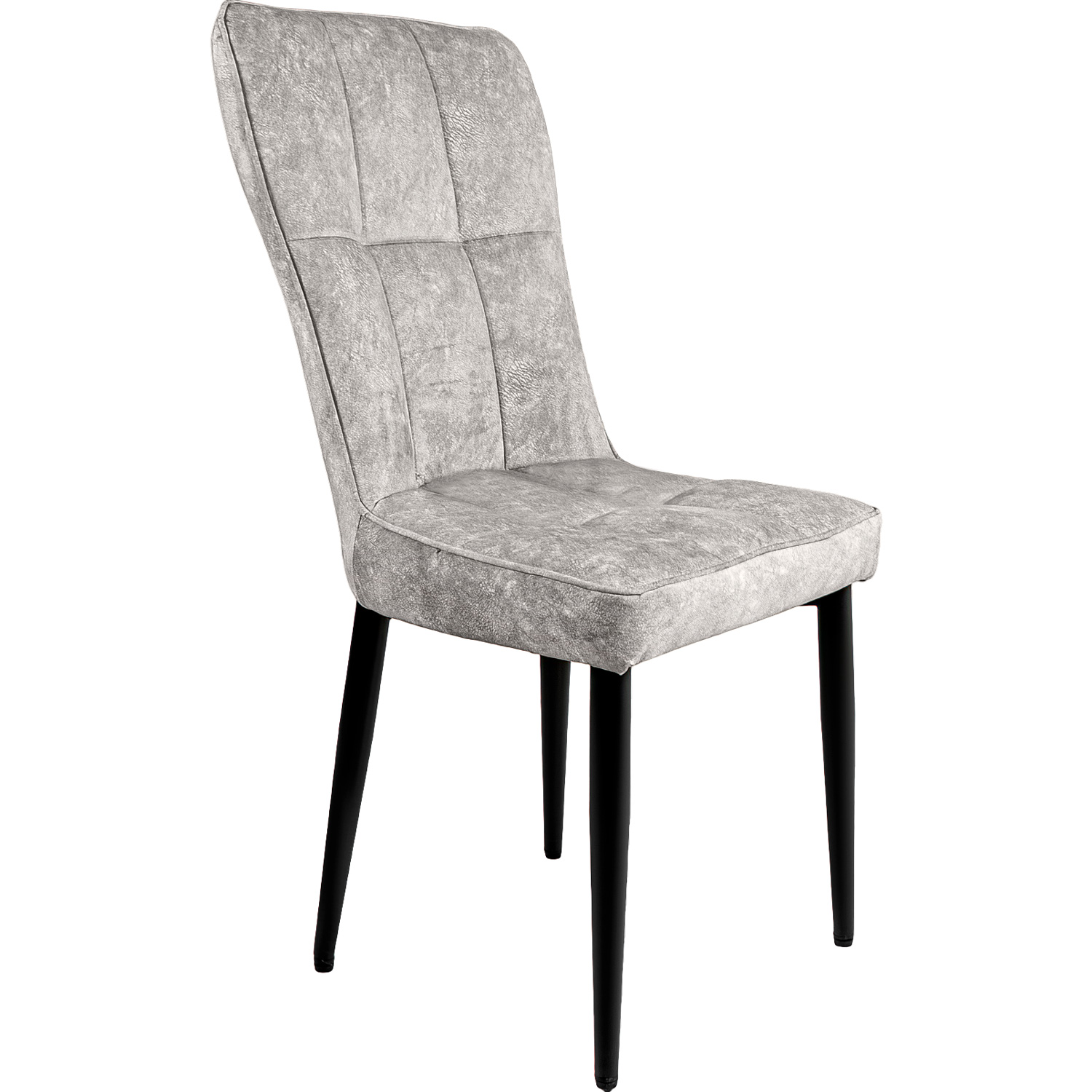 Juego Set 4 Sillas Vinipiel Modernas Comedor Tapizadas Gris Oscuro