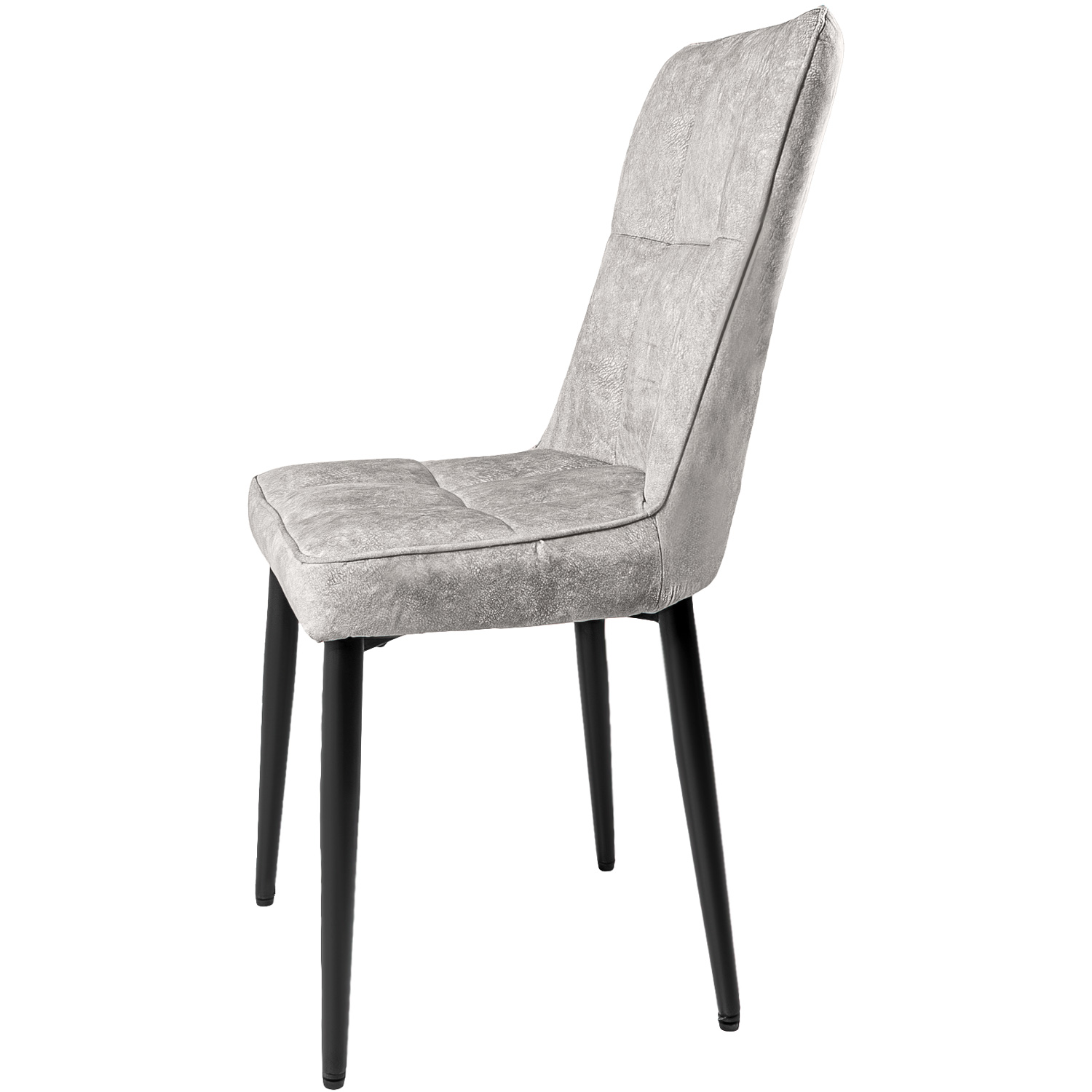 Juego Set 4 Sillas Vinipiel Modernas Comedor Tapizadas Gris Oscuro