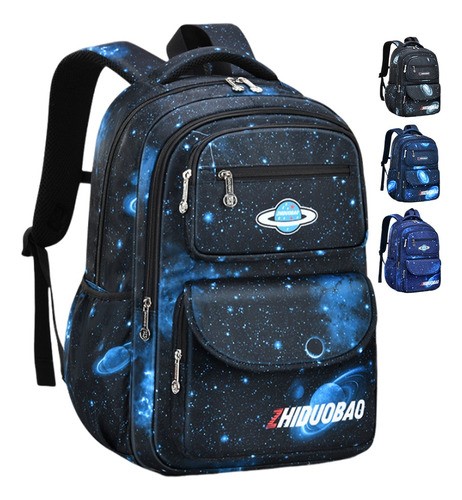 Mochila Escolar de Planetas negro con azul