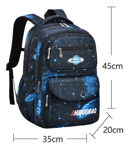 Mochila Escolar de Planetas negro con azul