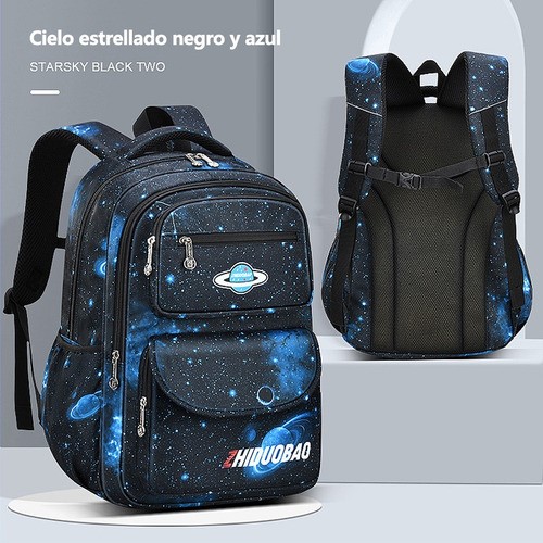 Mochila Escolar de Planetas negro con azul