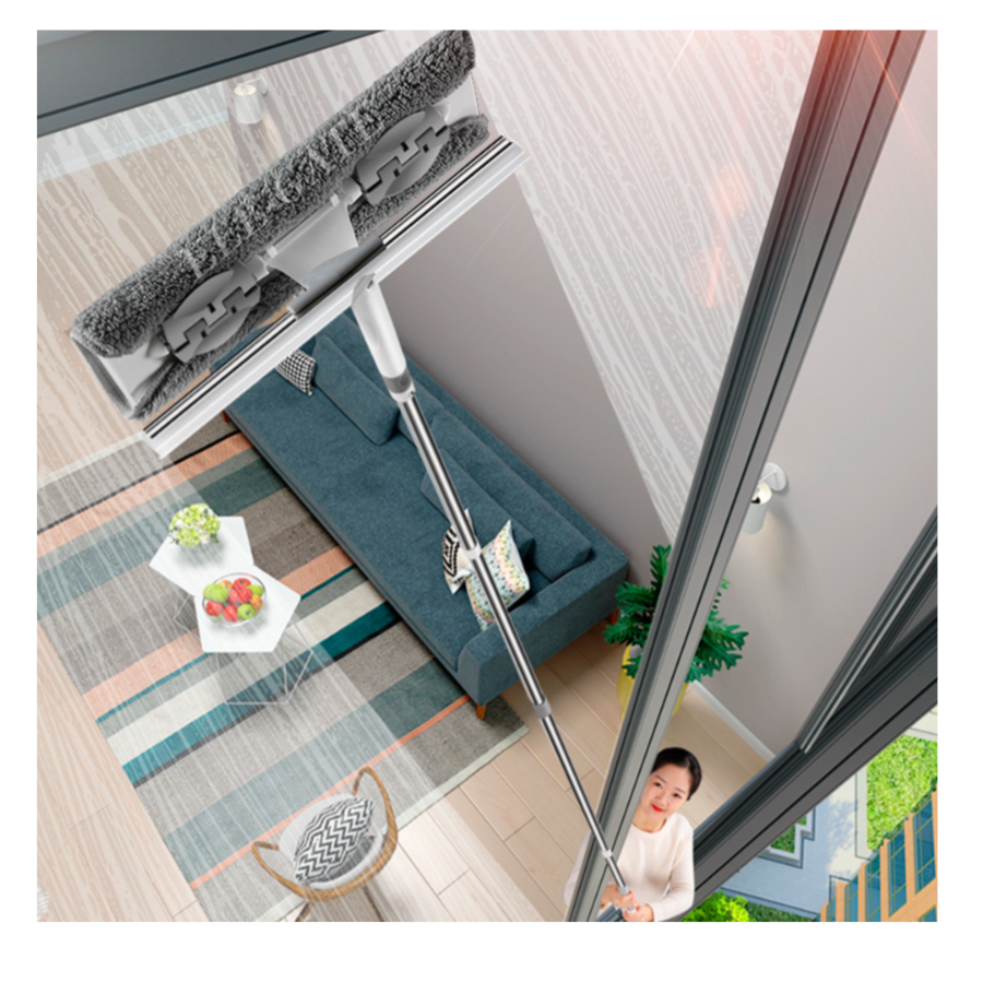 Cepillo kit limpiador ventanas con extension 2.5 metros limpiar  microfibra