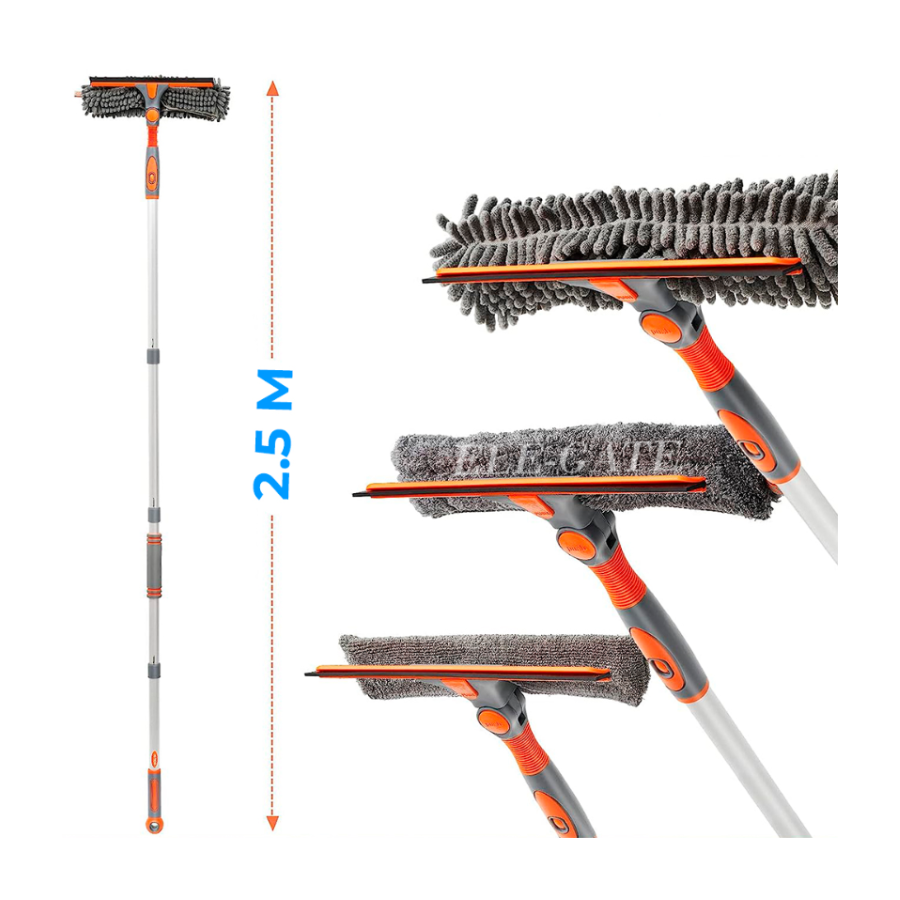 Cepillo kit limpiador ventanas con extension 2.5 metros limpiar  microfibra