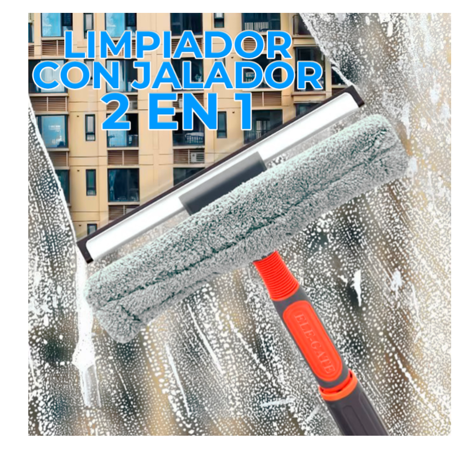 Cepillo kit limpiador ventanas con extension 2.5 metros limpiar  microfibra