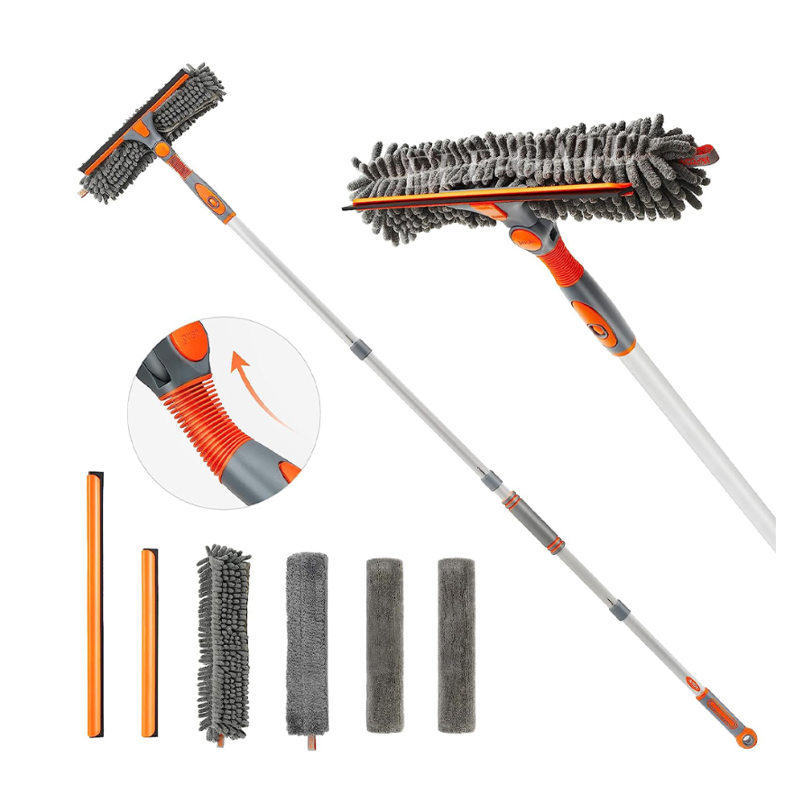 Cepillo kit limpiador ventanas con extension 2.5 metros limpiar  microfibra