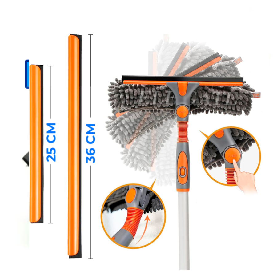 Cepillo kit limpiador ventanas con extension 2.5 metros limpiar  microfibra