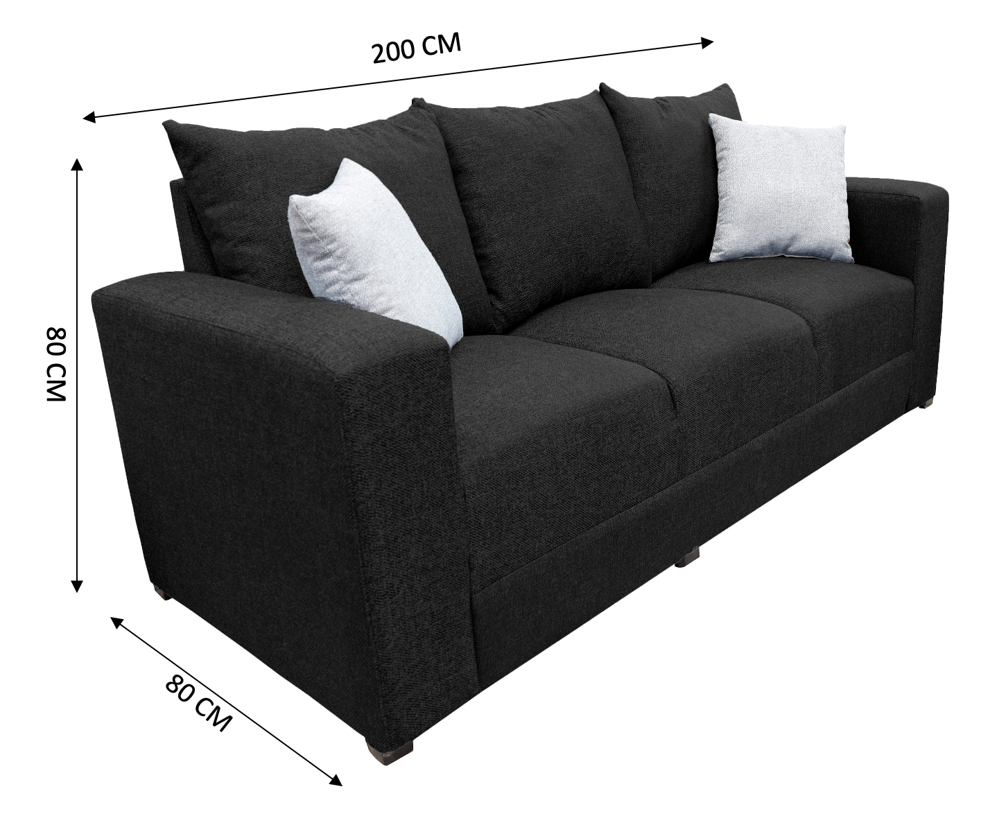 Sofa El Bazar Store Miami Lino Negro 3 plazas, Modular, Moderno, Sala