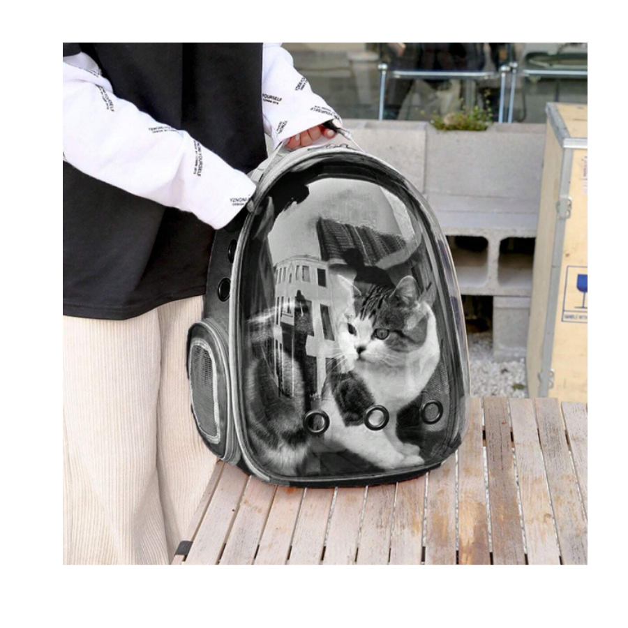 Mochila de Viaje Con Capsula Para Gato Perro Mini Vista Panorámica Seguro