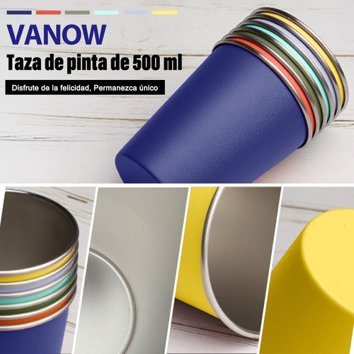 Vasos De Acero Inoxidable Apilable 500ml 6pack