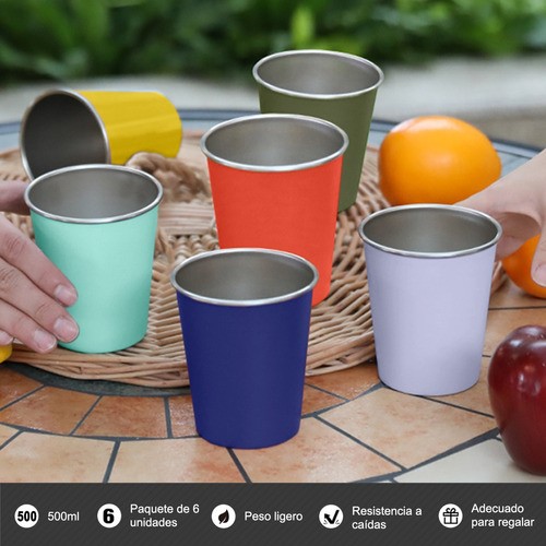 Vasos De Acero Inoxidable Apilable 500ml 6pack