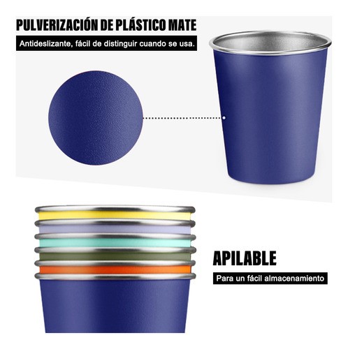 Vasos De Acero Inoxidable Apilable 500ml 6pack