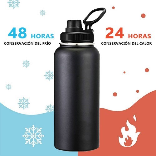 Termo Vaso-botella Acero Inoxidablecon Fría/caliente 32 Oz Negro