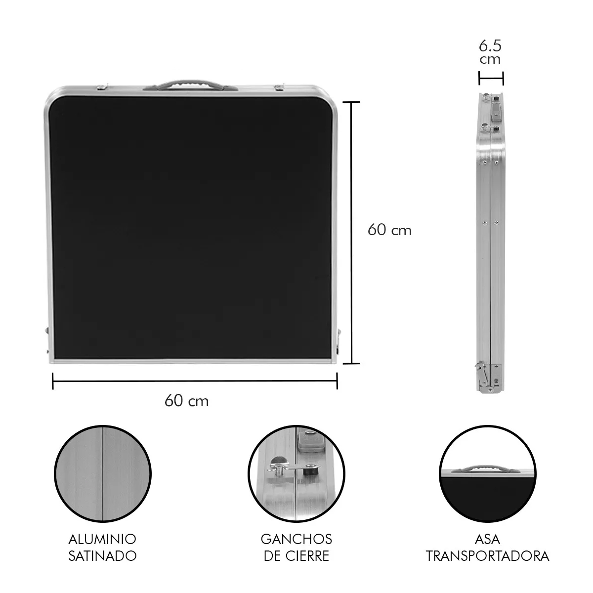 Mesa Plegable Tipo Portafolio Con 4 Sillas Portátiles 1.20 M