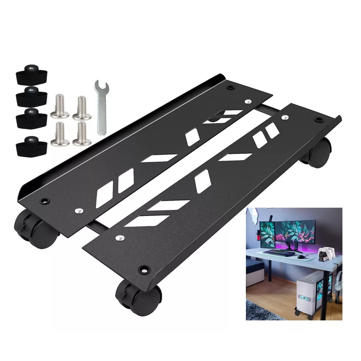 Base/soporte Para Cpu Con Base Metalica Ajustable Retráctil