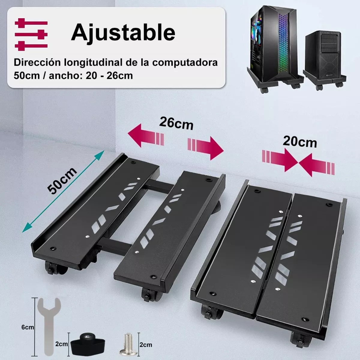 Base/soporte Para Cpu Con Base Metalica Ajustable Retráctil