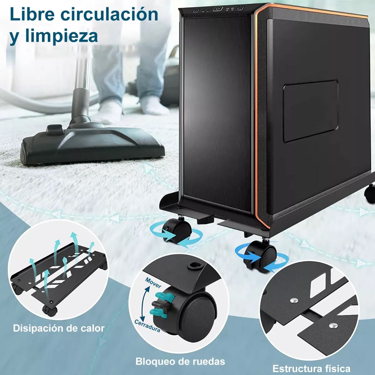 Base/soporte Para Cpu Con Base Metalica Ajustable Retráctil