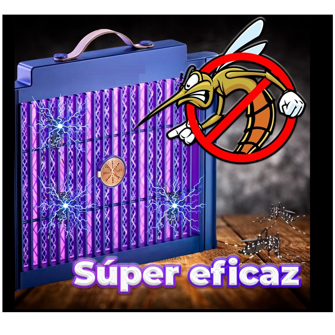 Lampara UV Trampa Mata Mosquitos Recargable Rectangular "zapper".