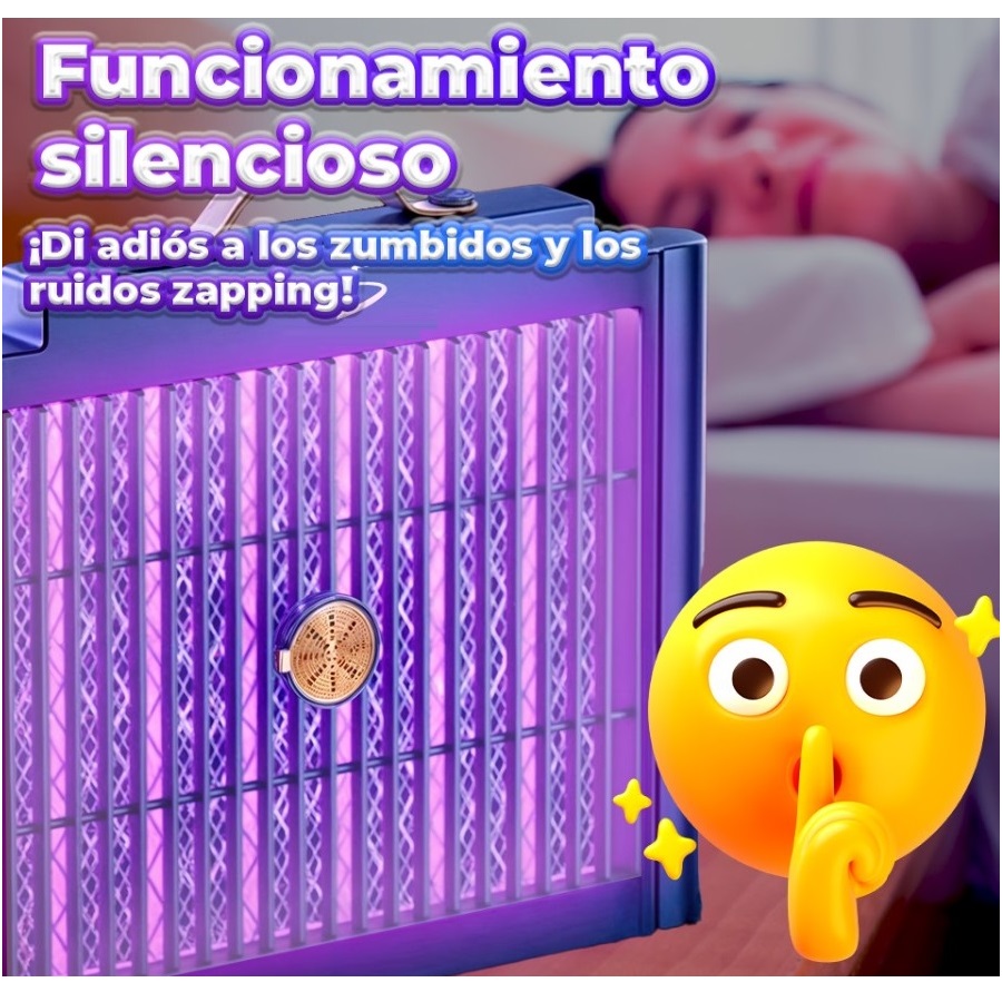 Lampara UV Trampa Mata Mosquitos Recargable Rectangular "zapper".